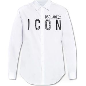 Dsquared2, Heren, Overhemden, Wit, Maat: XL Katoen,