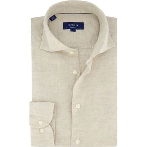 Eton - Overhemd - Beige - 100% Linnen - Lange Mouwen