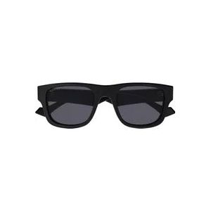 Gucci Minimalistische vierkante zonnebril voor heren , Black , Heren , Maat: 53 MM
