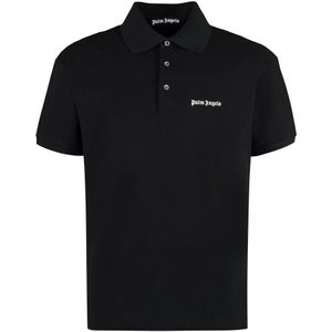 Palm Angels, Heren, Tops, Zwart, Maat: S Piqué,