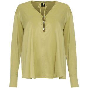 Pinko, Dames, Blouses & Shirts, Groen, Maat: 2XS Viscose,