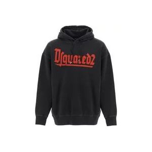 Dsquared2 Logo Print Hoodie , Black , Heren , Maat: S