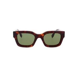 Fendi Vierkante Glamour Zonnebril met Groene Lens , Brown , unisex , Maat: 50 MM