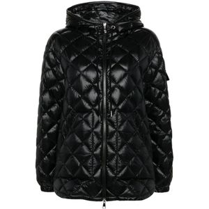 Moncler Diamantquilted gewatteerde capuchonjas , Black , Dames , Maat: XS