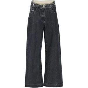 The Attico - Waxed Wide-Leg Jeans - Grijs - Losse Boyfriend Fit - Katoen