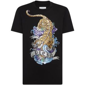 Philipp Plein, Heren, Tops, Zwart, Maat: XL Katoen,