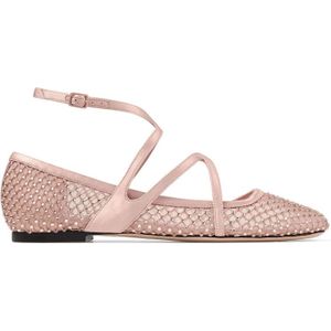 Jimmy Choo - Astoria - Ballerina's - Roze - Satijn - Verstelbaar Enkelbandje