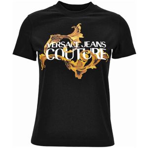 Versace Jeans Couture - Shirt - Bruin - Ronde Hals - Kwartmouw - Logoprint