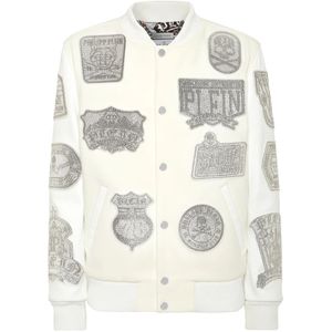 Philipp Plein, Heren, Jassen, Wit, Maat: L Leer,