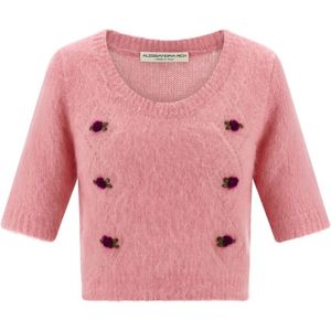 Alessandra Rich, Dames, Truien, Roze, Maat: 2XS Mohair,