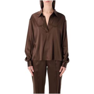 Tom Ford, Dames, Blouses & Shirts, Bruin, Maat: XS Zijde,