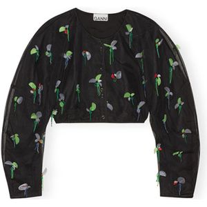 Ganni, Dames, Blouses & Shirts, Zwart, Maat: XS Poliester,