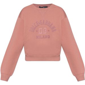 Dolce & Gabbana, Dames, Sweatshirts & Hoodies, Roze, Maat: 3XS Katoen,