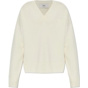 Ami Paris, unisex, Truien, Beige, Maat: XS Wol,