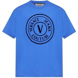Versace Jeans Couture, Heren, Tops, Blauw, Maat: M Katoen,