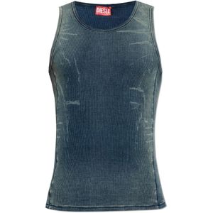 Diesel - Geribbelde Top - Blauw - Katoen - Mouwloos Ontwerp