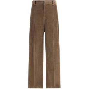 Brunello Cucinelli, Dames, Broeken, Bruin, Maat: XS Katoen,