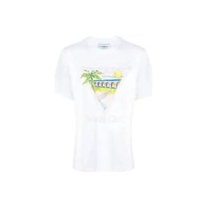 Casablanca Tennis Club Icon Grafische Print T-shirt , White , Dames , Maat: S