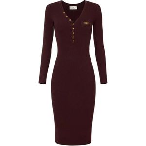 Elisabetta Franchi, Dames, Jurken, Paars, Maat: L Zijde,