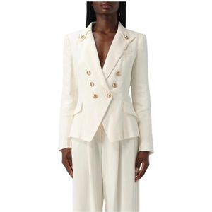 Elisabetta Franchi, Dames, Jassen, Beige, Maat: M Leer,
