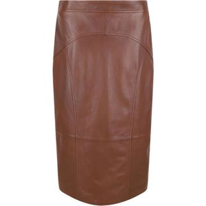 Max Mara Studio, Dames, Rokken, Bruin, Maat: XS Leer,
