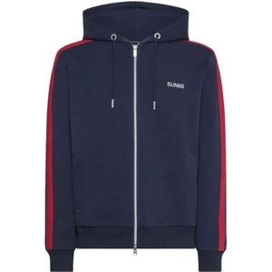 Sun68, Heren, Sweatshirts & Hoodies, Blauw, Maat: S Katoen,