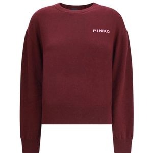 Pinko - Jacquard Logo Sweater - Bruin - Dames - Wol