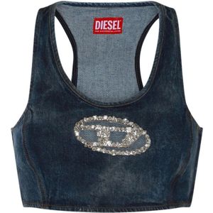 Diesel, Dames, Tops, Blauw, Maat: S Katoen,