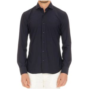 Barba, Heren, Overhemden, Blauw, Maat: M Katoen,