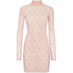 Philipp Plein, Dames, Jurken, Roze, Maat: S Poliester,