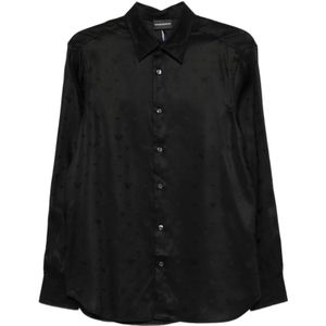 Emporio Armani, Heren, Overhemden, Zwart, Maat: 2XL