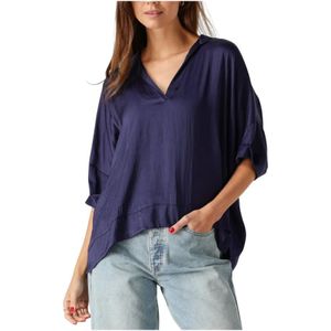 Summum Woman - Blouse - Donkerblauw - Zijdeachtige Stof