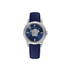Versace Blauw en Zilver V-Code Restyling Horloge , Multicolor , Heren , Maat: ONE Size