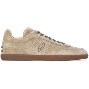 Tod's Verhoog je sneaker game met stijlvolle suède sneakers , Beige , Heren , Maat: 44 1/2 EU