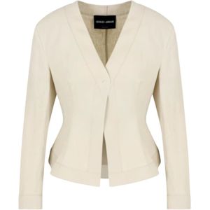 Giorgio Armani, Dames, Jassen, Beige, Maat: XS Linnen,