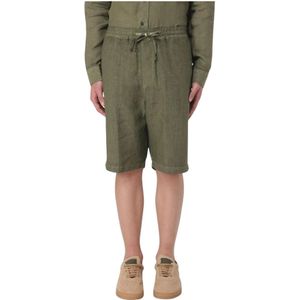 120% Lino, Heren, Korte broeken, Groen, Maat: L Linnen,