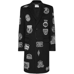 Philipp Plein, Heren, Mantels, Zwart, Maat: M Wol,