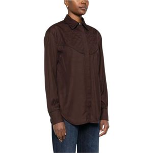 Golden Goose - Overhemden - Bruin - Shirt met Gewatteerde Details