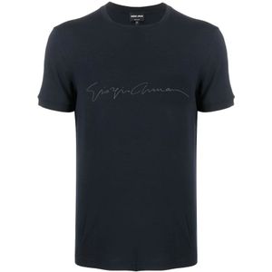 Giorgio Armani, Heren, Tops, Blauw, Maat: 2XL Viscose,