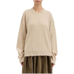 UMA Wang, Dames, Truien, Beige, Maat: M Kasjmier,