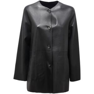 The Jack Leathers, Dames, Jassen, Blauw, Maat: S Leer,