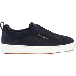 Santoni Blauwe Victor Sneakers , Blue , Heren , Maat: 41 1/2 EU