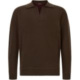Boggi Milano - Gebreid Poloshirt - Bruin - Wol en Kasjmier