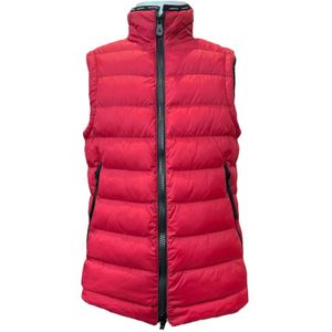 Peuterey Rode Mouwloze Gilet met Hoge Kraag , Red , Heren , Maat: S