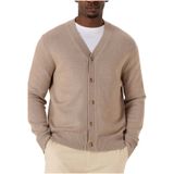 Selected Homme - Slhtray LS Merino Chunky V-Neck Cardigan - Beige - Wol
