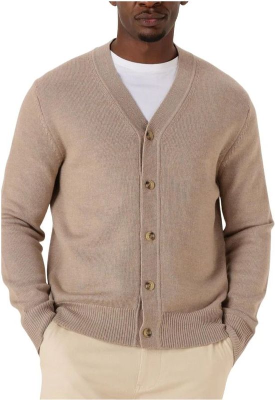 Selected Homme - Slhtray LS Merino Chunky V-Neck Cardigan - Beige - Wol