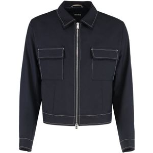 Hugo, Heren, Jassen, Blauw, Maat: L Wol,