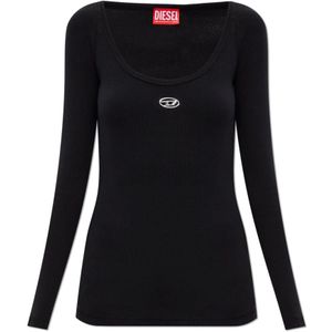 Diesel, Dames, Tops, Zwart, Maat: L Katoen,