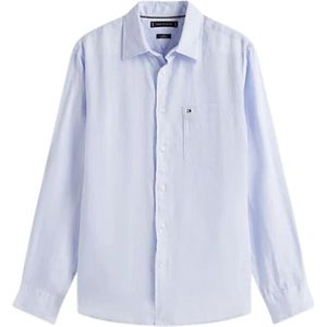 Tommy Hilfiger, Heren, Overhemden, Blauw, Maat: M Linnen,