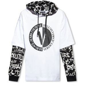 Versace Jeans Couture, Heren, Sweatshirts & Hoodies, Wit, Maat: L Katoen,
